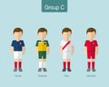 2018 Soccer or football team uniform. Group C with FRANCE, AUSTRALIA, PERU,ÃÂ DENMARK. Flat design.